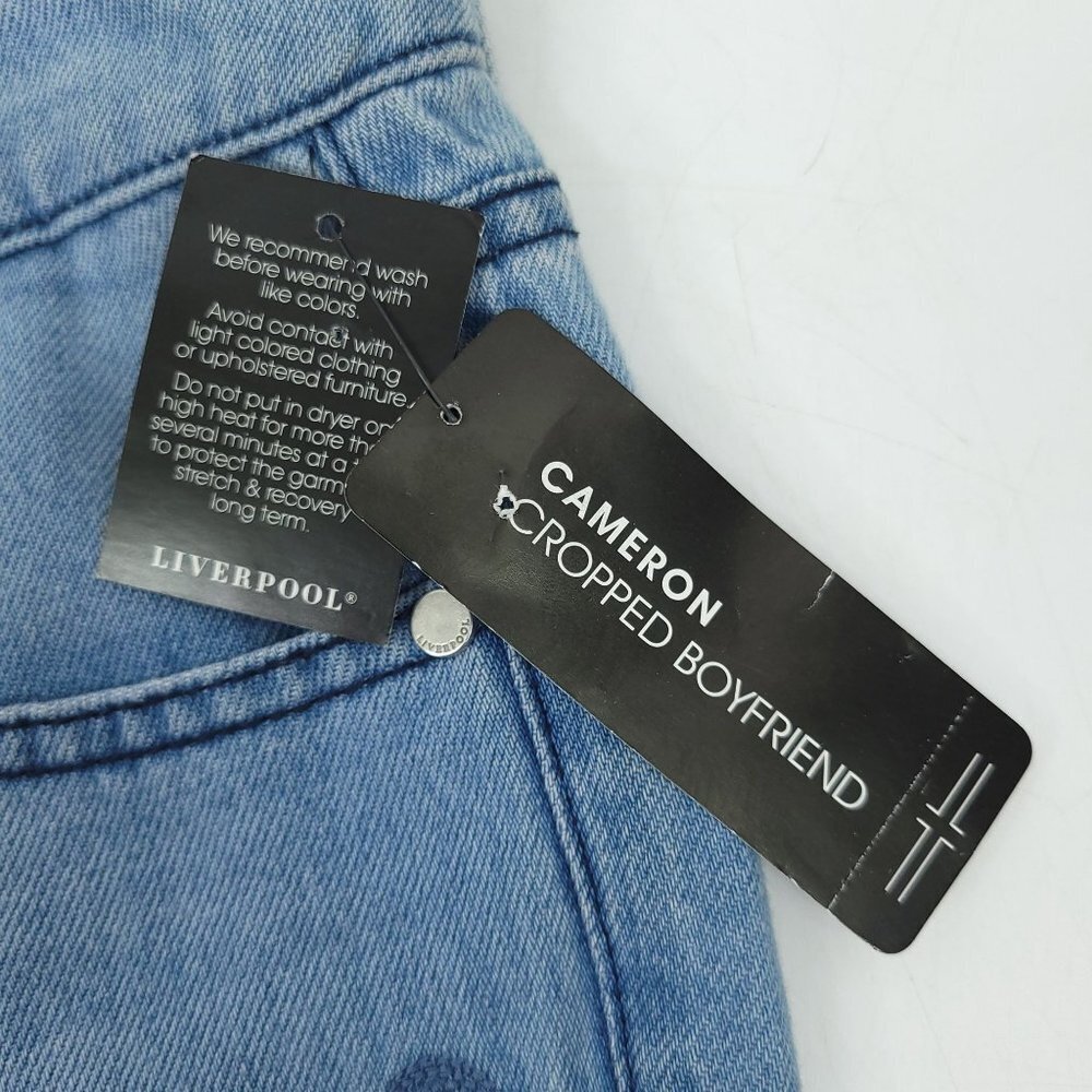 Liverpool The Boyfriend Crop Jeans NEW Embroidered 8 / 29 Light Wash Denim Capri - Picture 9 of 14